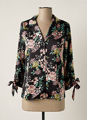 Chemisier imprimé fleurs manches 3/4 noir AKOZ DE TOI femme