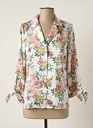 Chemisier imprimé fleurs manches 3/4 blanc AKOZ DE TOI femme