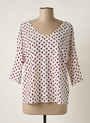 Blouse imprimé fantaisie manches 3/4 blanc FLAMANT ROSE femme