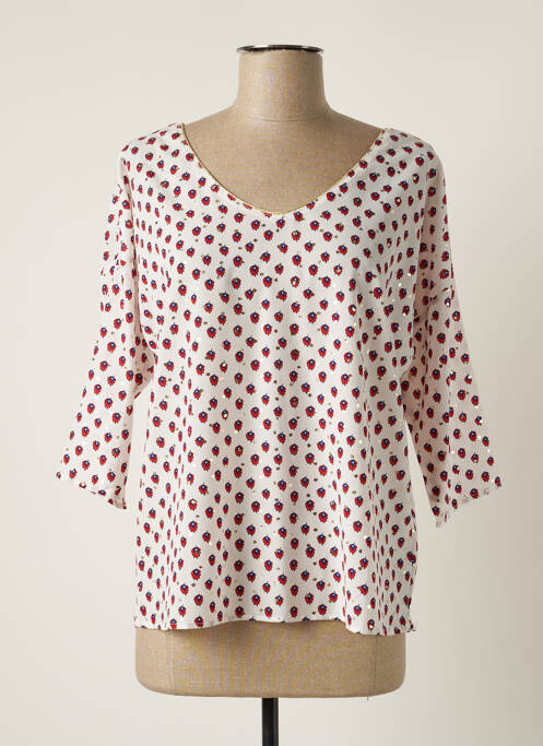 Blouse imprimé fantaisie manches 3/4 blanc FLAMANT ROSE femme