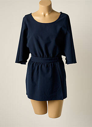 Combishort tissage crêpe manches 3/4 bleu TEDDY SMITH femme