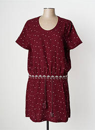 Robe mi-longue tissage crêpe manches courtes rouge KAPORAL femme