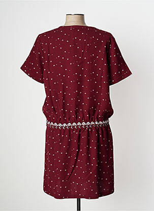 Robe mi-longue tissage crêpe manches courtes rouge KAPORAL femme