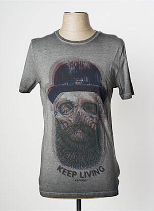 T-shirt tissage chiné manches courtes gris KAPORAL homme