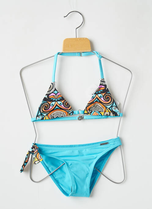 Maillot de bain 2 pièces stretch bleu GRAIN DE SABLE fille