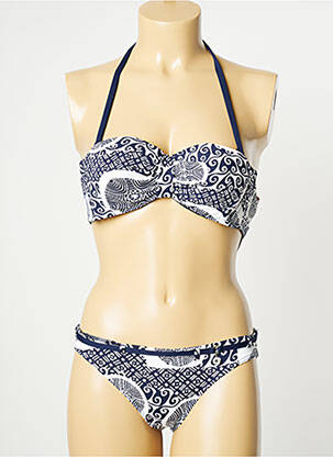 Maillot de bain 2 pièces stretch haut soutien-gorge moulé bleu GRAIN DE SABLE femme