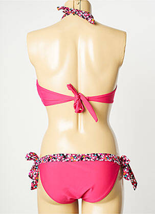 Maillot de bain 2 pièces stretch haut soutien-gorge avec mousse de rembourrage amovible rose H.NATHALIE femme