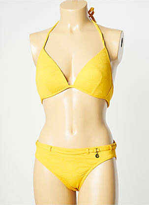 Maillot de bain 2 pièces stretch haut soutien-gorge moulé jaune GRAIN DE SABLE femme