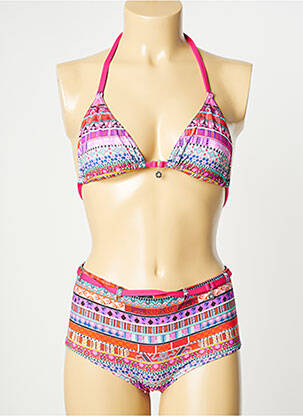 Maillot de bain 2 pièces imprimé fantaisie rose GRAIN DE SABLE fille