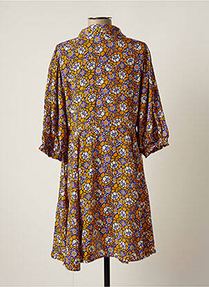 Robe mi-longue imprimé fleurs manches 3/4 jaune AN' GE femme