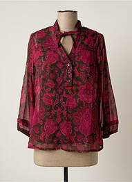 Blouse légère et transparente manches 3/4 rose CHRISTINE LAURE femme