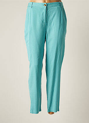 Pantalon droit fermeture zippée sous rabat boutonné taille normale bleu C'EST MON GOUT femme