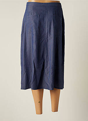 Jupe mi-longue coupe droite bleu GUY DUBOUIS femme