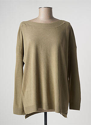 Pull tunique col bateau manches longues vert ONLY femme