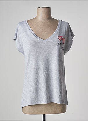 T-shirt gris LOVE BY MD pour femme