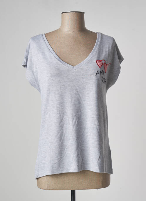 T-shirt gris LOVE BY MD pour femme