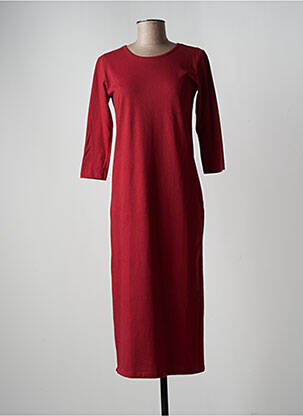 Robe longue manches longues manches longues rouge LOVE BY MD femme