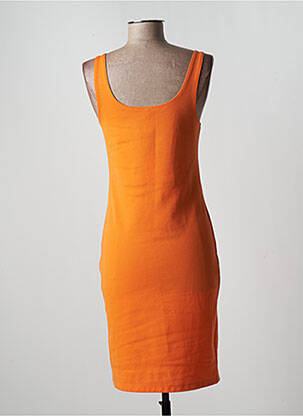 Robe mi-longue col rond fines bretelles orange ONLY femme