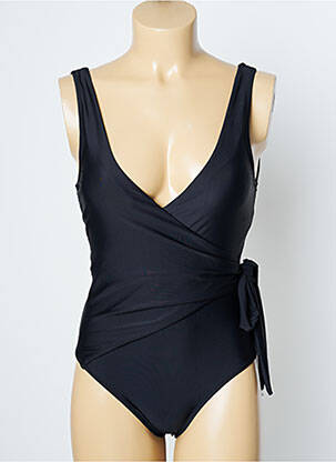 Maillot de bain 1 pièce effet matière satinée haut triangles noir ONLY femme