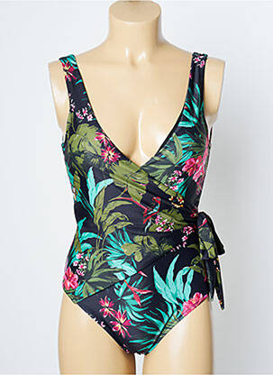 Maillot de bain 1 pièce effet matière satinée haut triangles noir ONLY femme