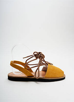 Sandales/nu pieds chiquet talon plat jusqu'à 3cm jaune MINORQUINES femme
