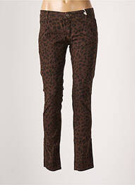 Pantalon slim tissage popeline taille normale marron PLEASE femme