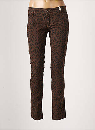 Pantalon slim tissage popeline taille normale marron PLEASE femme