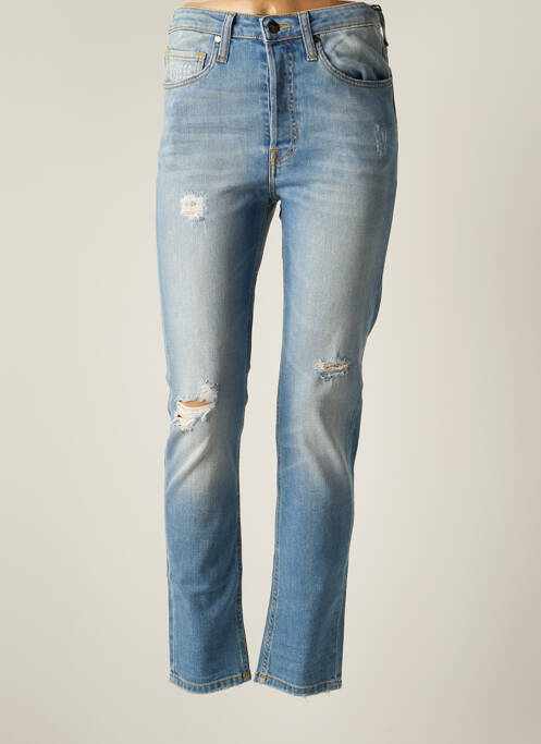 Jeans coupe droite effet usé délavé taille normale bleu UNIQUE DNM femme