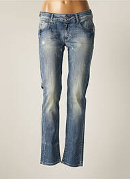 Jeans coupe slim broderie rivets taille basse bleu TAKE TWO femme