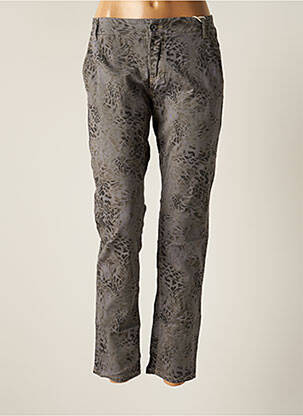 Pantalon droit fermeture zippée sous rabat boutonné taille normale gris PLEASE femme