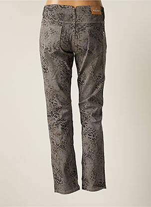 Pantalon droit fermeture zippée sous rabat boutonné taille normale gris PLEASE femme