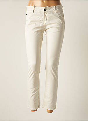 Pantalon chino fermeture zippée sous rabat boutonné taille normale blanc DONOVAN femme