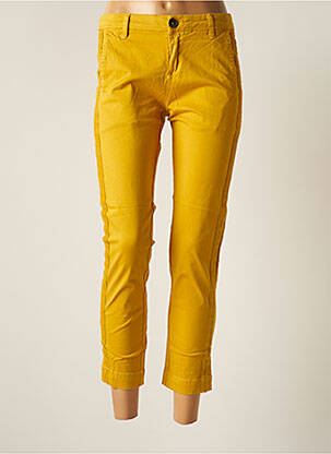 Pantalon 7/8 fermeture zippée sous rabat boutonné taille normale jaune MKT STUDIO femme