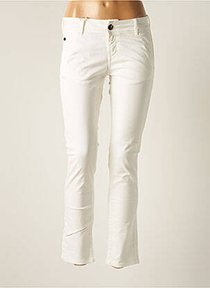Pantalon chino fermeture zippée sous rabat boutonné taille normale blanc DONOVAN femme