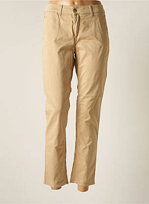 Pantalon chino fermeture zippée sous rabat boutonné taille normale beige HAPPY femme