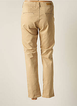 Pantalon chino fermeture zippée sous rabat boutonné taille normale beige HAPPY femme