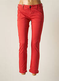 Pantalon chino fermeture zippée sous rabat boutonné taille normale rouge DONOVAN femme