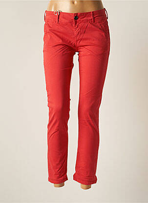 Pantalon chino fermeture zippée sous rabat boutonné taille normale rouge DONOVAN femme