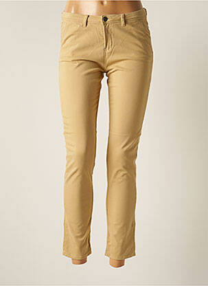Pantalon chino fermeture zippée sous rabat boutonné taille normale beige SCHOOL RAG femme