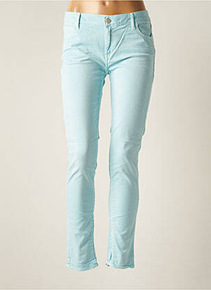 Pantalon slim tissage popeline taille normale bleu REIKO femme
