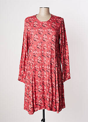 Robe mi-longue imprimé fleurs manches longues rose AGATHE & LOUISE femme