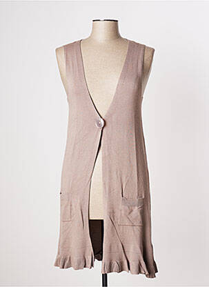 Gilet sans manche maille fine beige SML femme