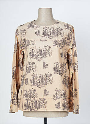Blouse imprimé fantaisie manches longues marron AGATHE & LOUISE femme