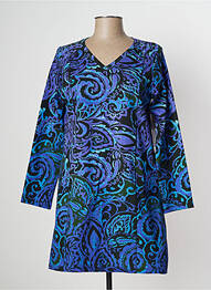 Robe mi-longue imprimé fantaisie manches longues violet AGATHE & LOUISE femme