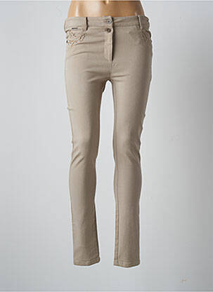 Pantalon slim tissage popeline taille normale beige AGATHE & LOUISE femme