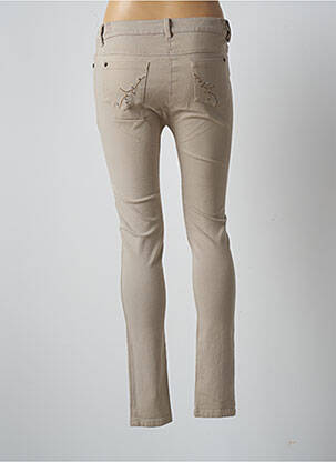 Pantalon slim tissage popeline taille normale beige AGATHE & LOUISE femme