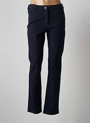 Pantalon slim tissage popeline taille normale bleu AGATHE & LOUISE femme