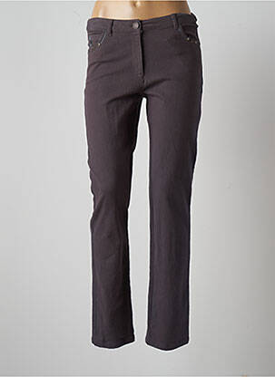 Pantalon slim tissage popeline taille normale gris AGATHE & LOUISE femme