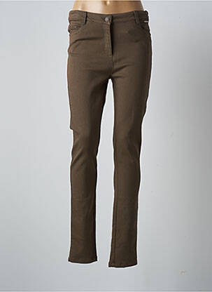 Pantalon slim tissage popeline taille normale vert AGATHE & LOUISE femme