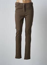 Pantalon slim tissage popeline taille normale vert AGATHE & LOUISE femme